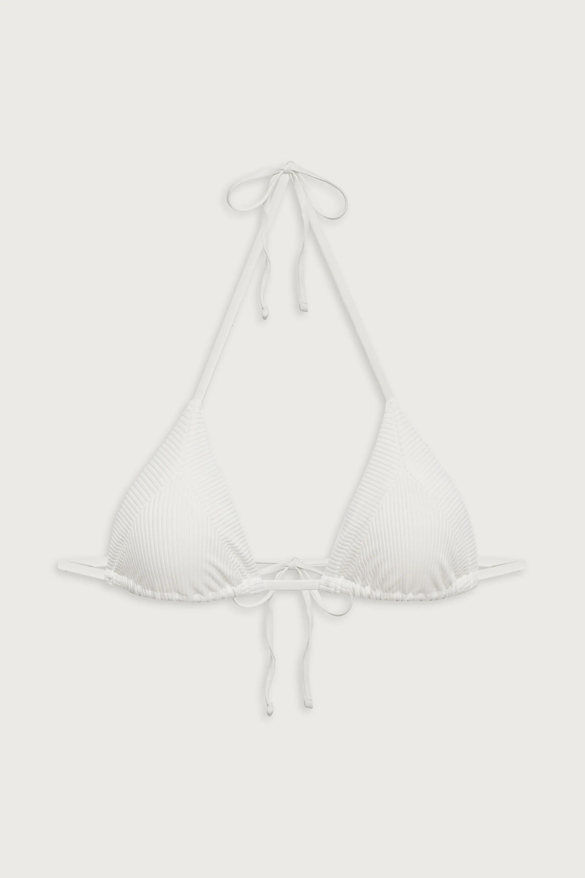 Sky Triangle Ribbed Bikini Top - White - Image 3