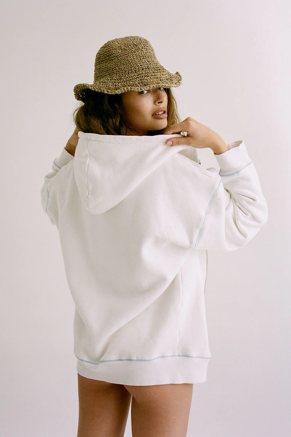 Slumber Zip Up Oversized Hoodie - Malibu White - Image 2