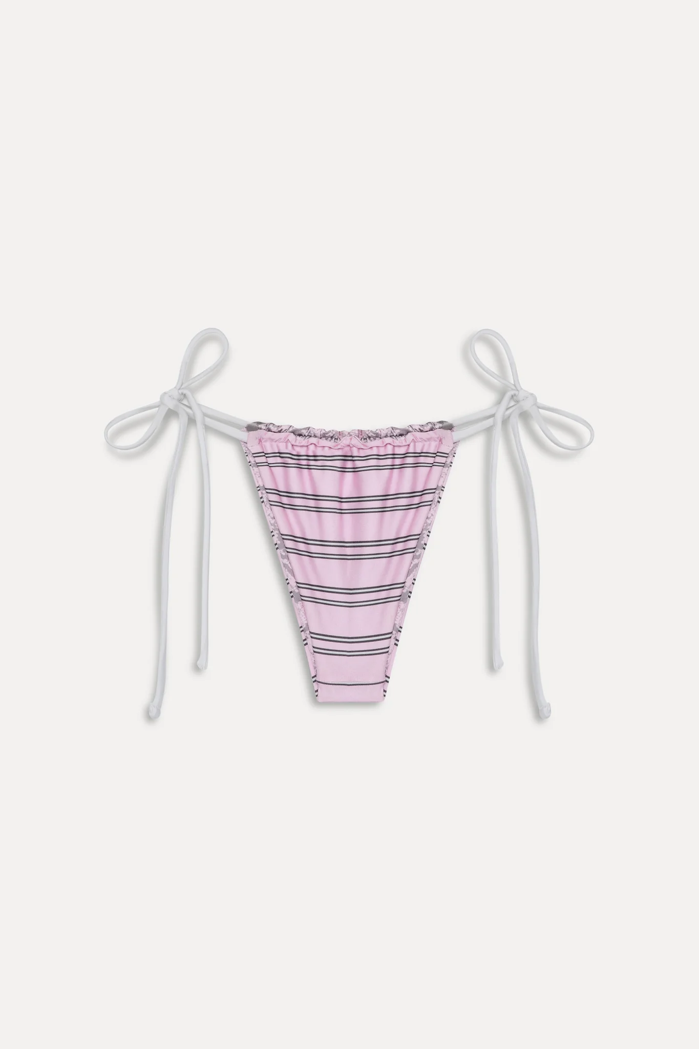 Tia Reversible Satin Bikini Bottom - Pink Stripe - Image 3