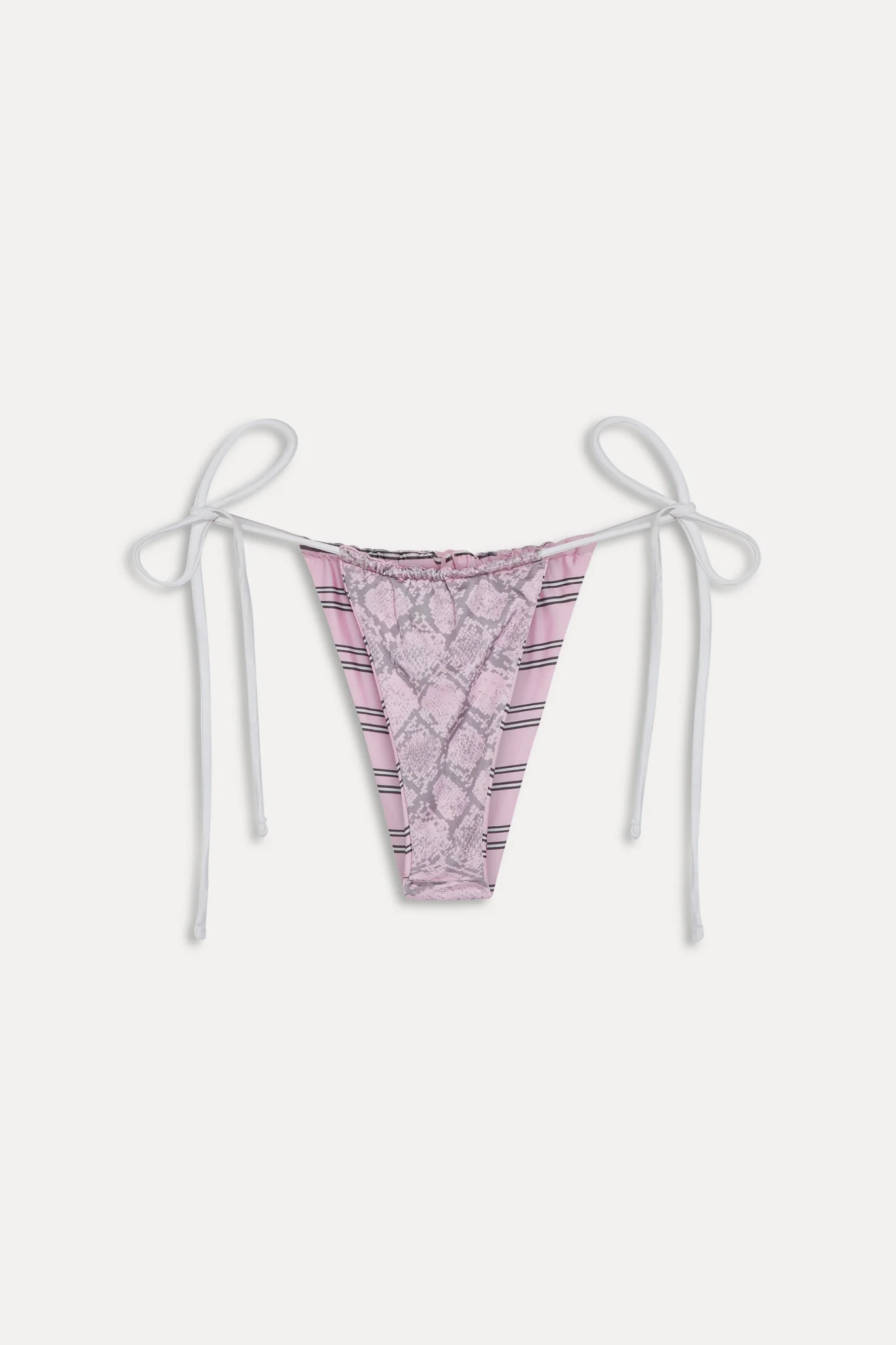 Tia Reversible Satin Bikini Bottom - Pink Stripe - Image 4