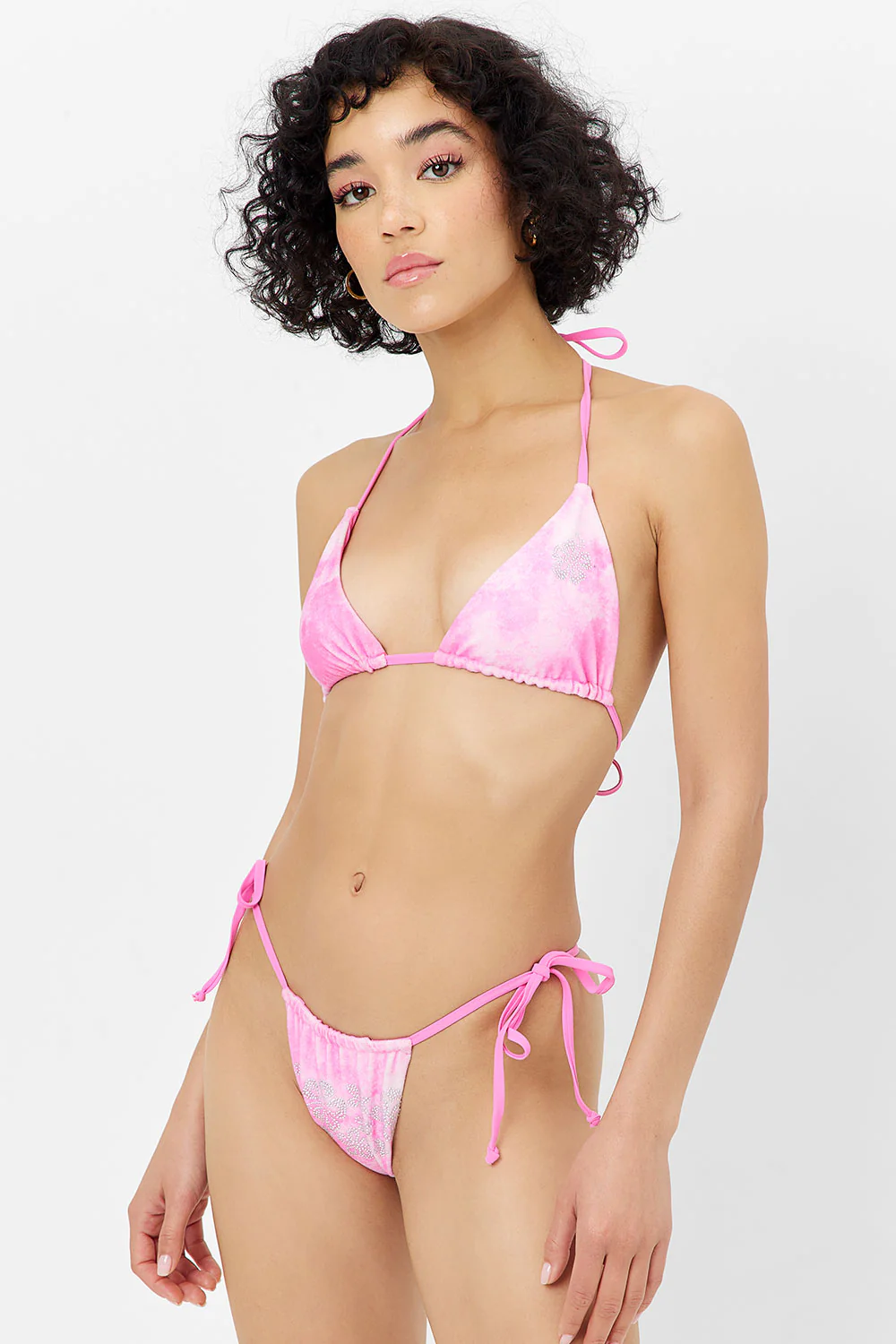 Tia Terry Triangle Bikini Top - Distorted Pink Dye - Image 2
