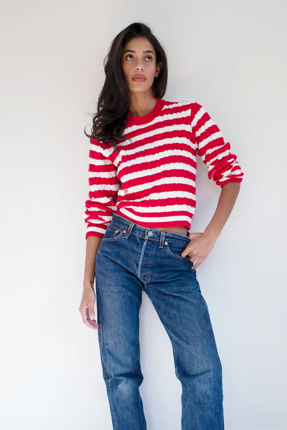 Varsity Cable Knit Sweater - Heartstrings Stripe - Image 9
