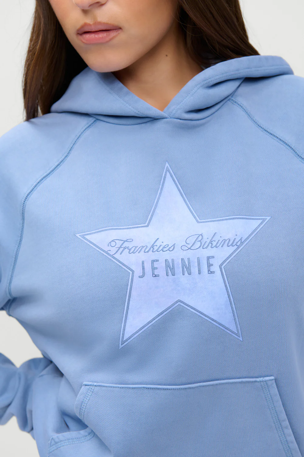 x JENNIE Jane Cropped Terry Hoodie - Jennie Blue - Image 2