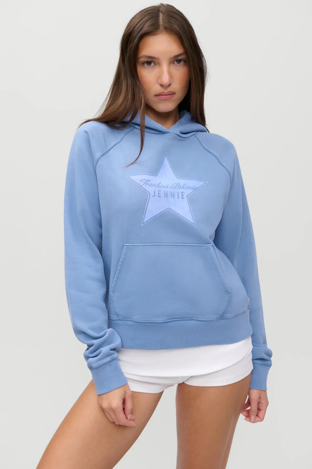 x JENNIE Jane Cropped Terry Hoodie - Jennie Blue - Image 6
