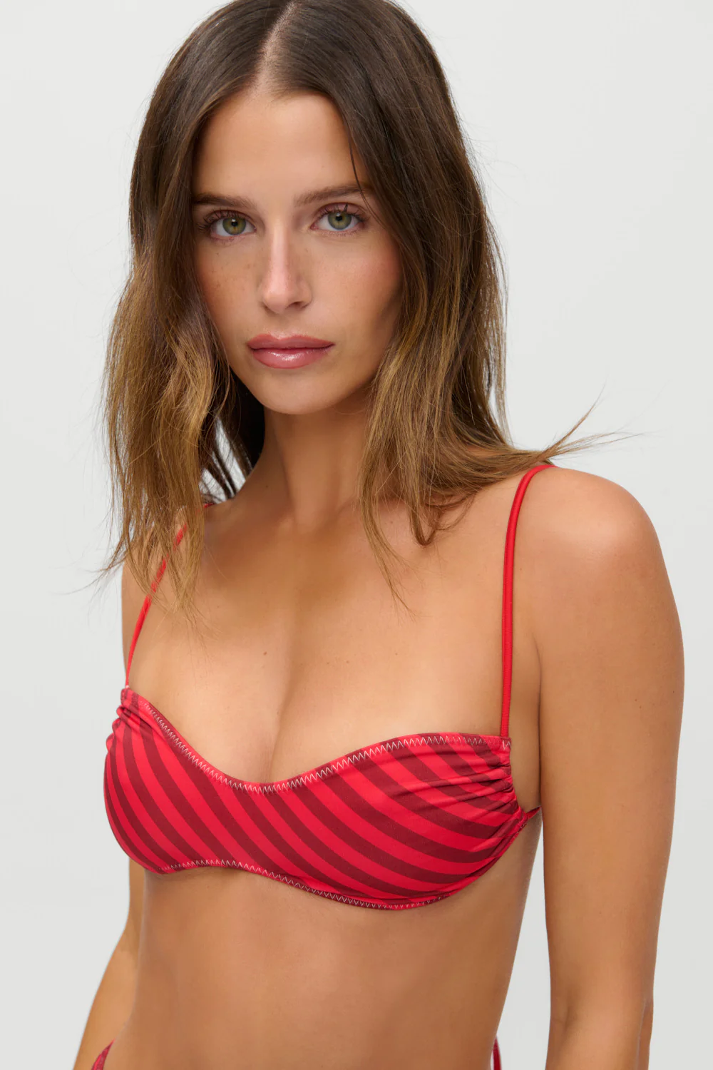x JENNIE Magnolia Satin Bikini Top - Spring Stripe - Image 5