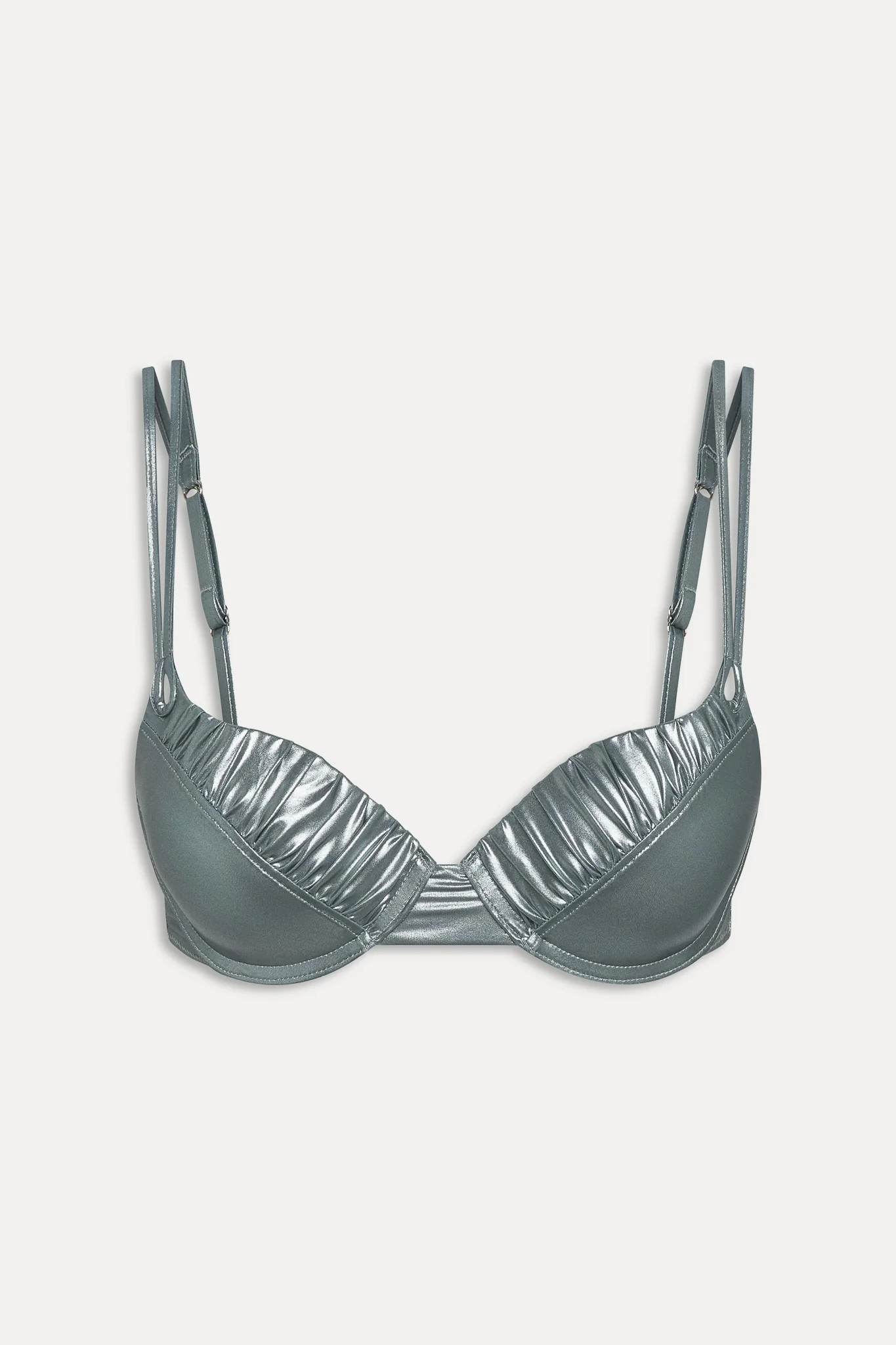 x KHY Cherish Metallic Push Up Bikini Top - Chrome - Image 3