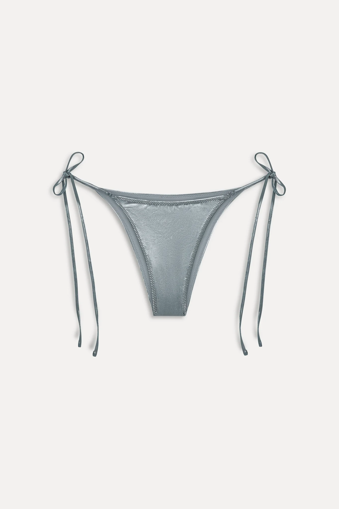 x KHY Mackenzie Metallic String Bikini Bottom - Chrome - Image 3